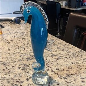 Blue  murano  Glass Seahorse Figurine